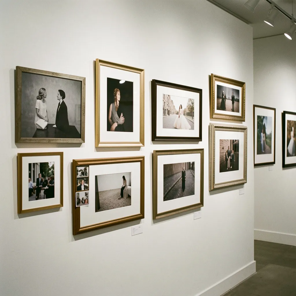 Curated salon wall with layered frames